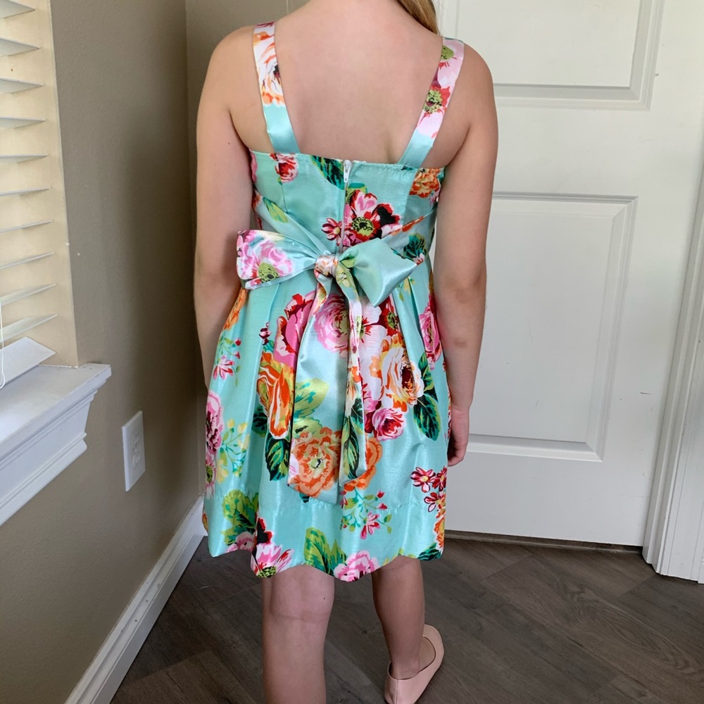 Floral girl dress with bow tie 7T